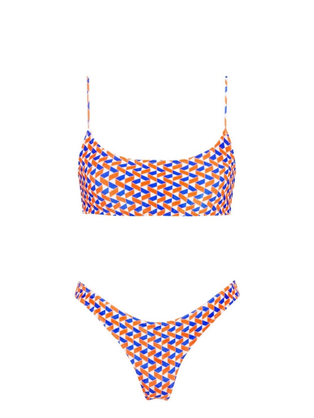 triangl swimwear Orange and Blue Geometric Bikini Set